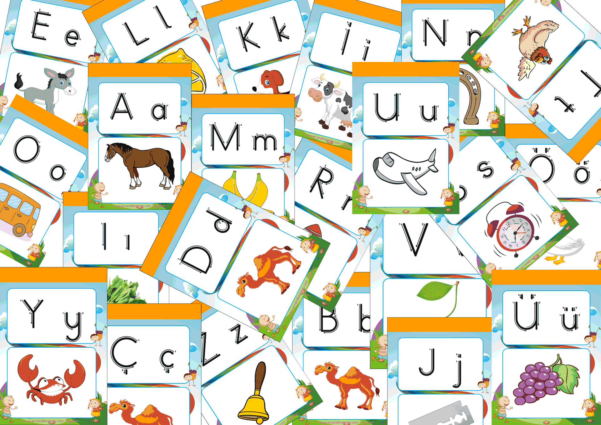 1. Sınıf Harf Kartları 2 Harf Kartları