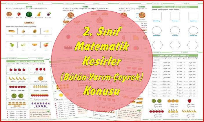 2. Sınıf Matematik Kesirler (Bütün-Yarım-Çeyrek)