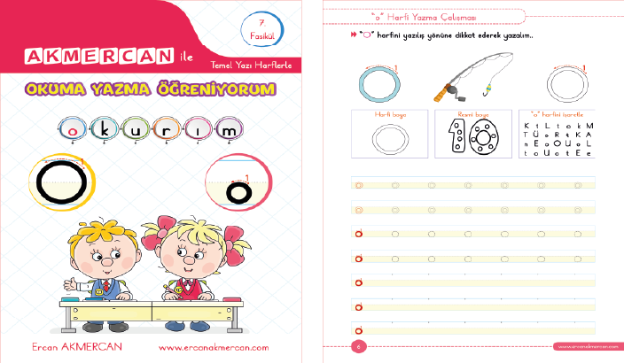O harfi öğrenme ve yazma çalışmaları için eğitim fasikülü