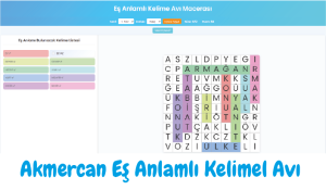 Akmercan Eş Anlamlı Kelime Avı: Eş anlamlı sözcükleri bulmaya yönelik kelime bulmaca ekran görüntüsü