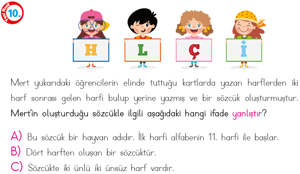 1. Sınıf Harf - Hece Bilgisi Test 1